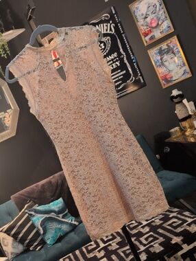 bebe Pink Lace Sheath Dress